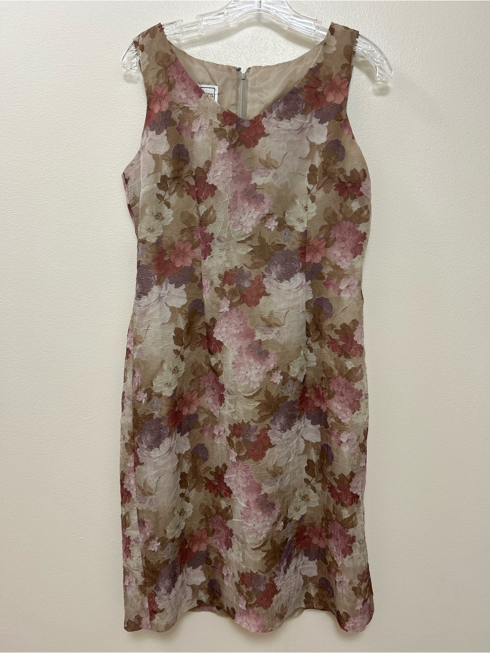 Vintage Karin Stevens Floral Crinkle Sheath Dress Size-10P